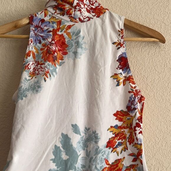 Free People Intimately Pixie Ivory Floral Print Mock Neck Bodysuit Size Medium - Picture 2 of 7